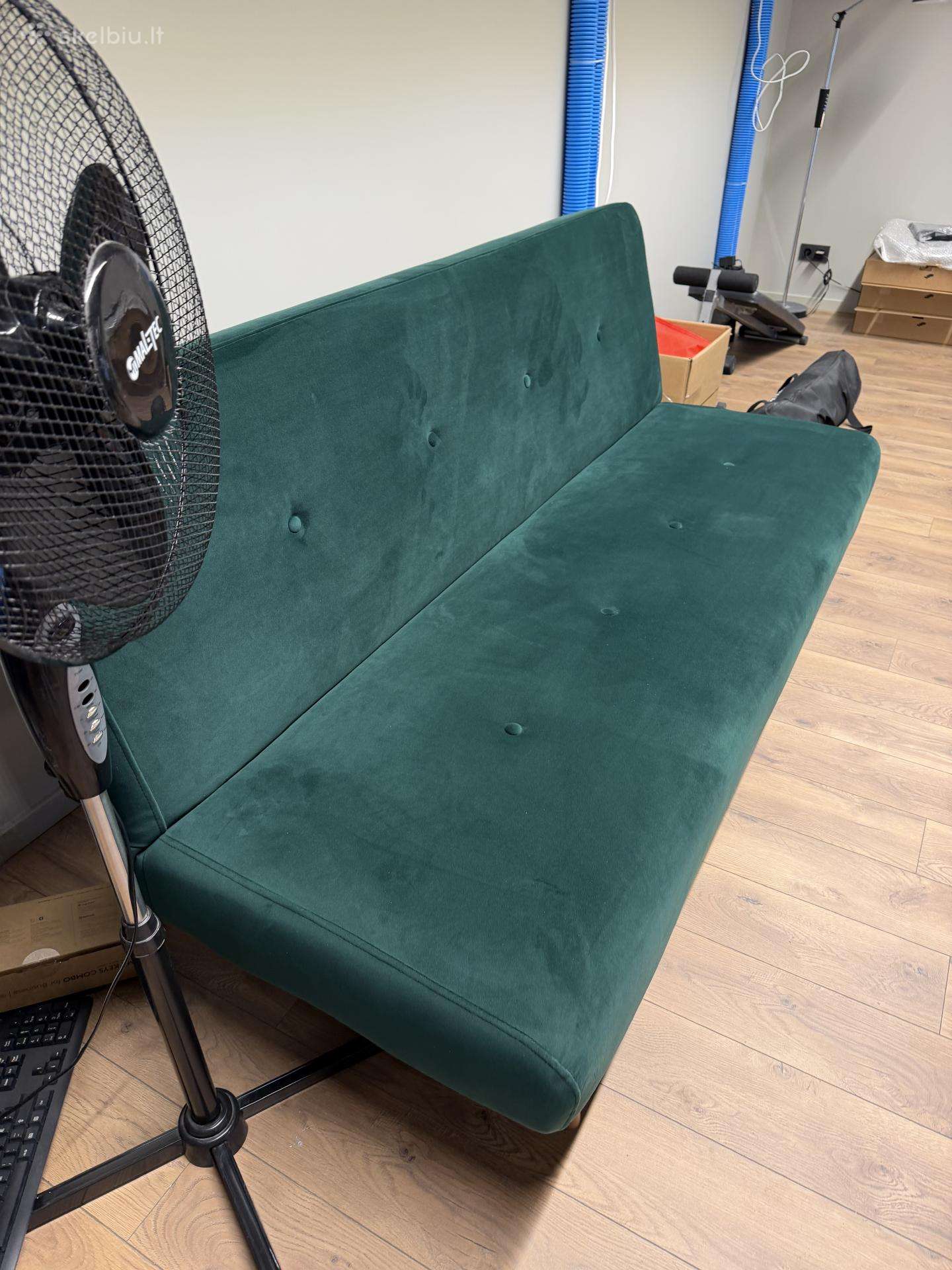 Sofa lova 193cm žalia velvetas nauja