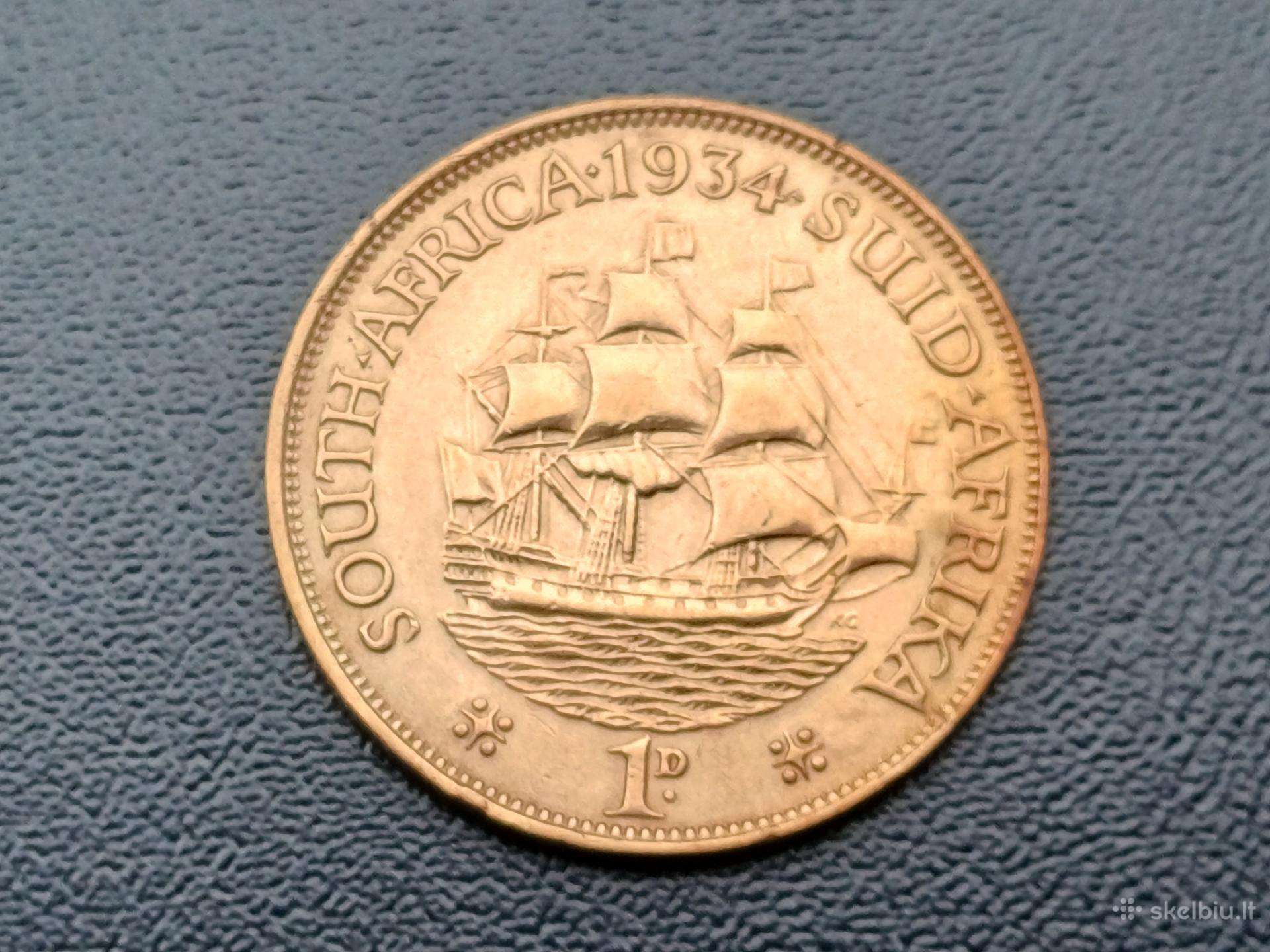 1 pensas 1934m. Pietų Afrika.
