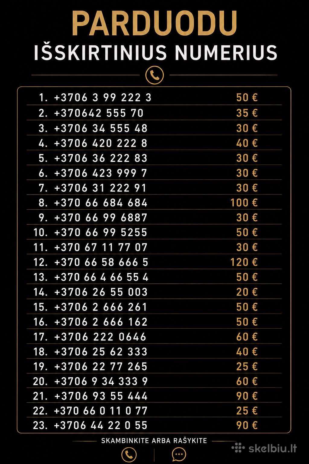 Gražūs telefono numeriai / lengvi tel nr