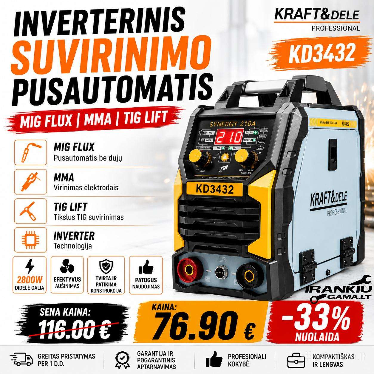 Inverterinis suvirinimo pusautomatis Mig