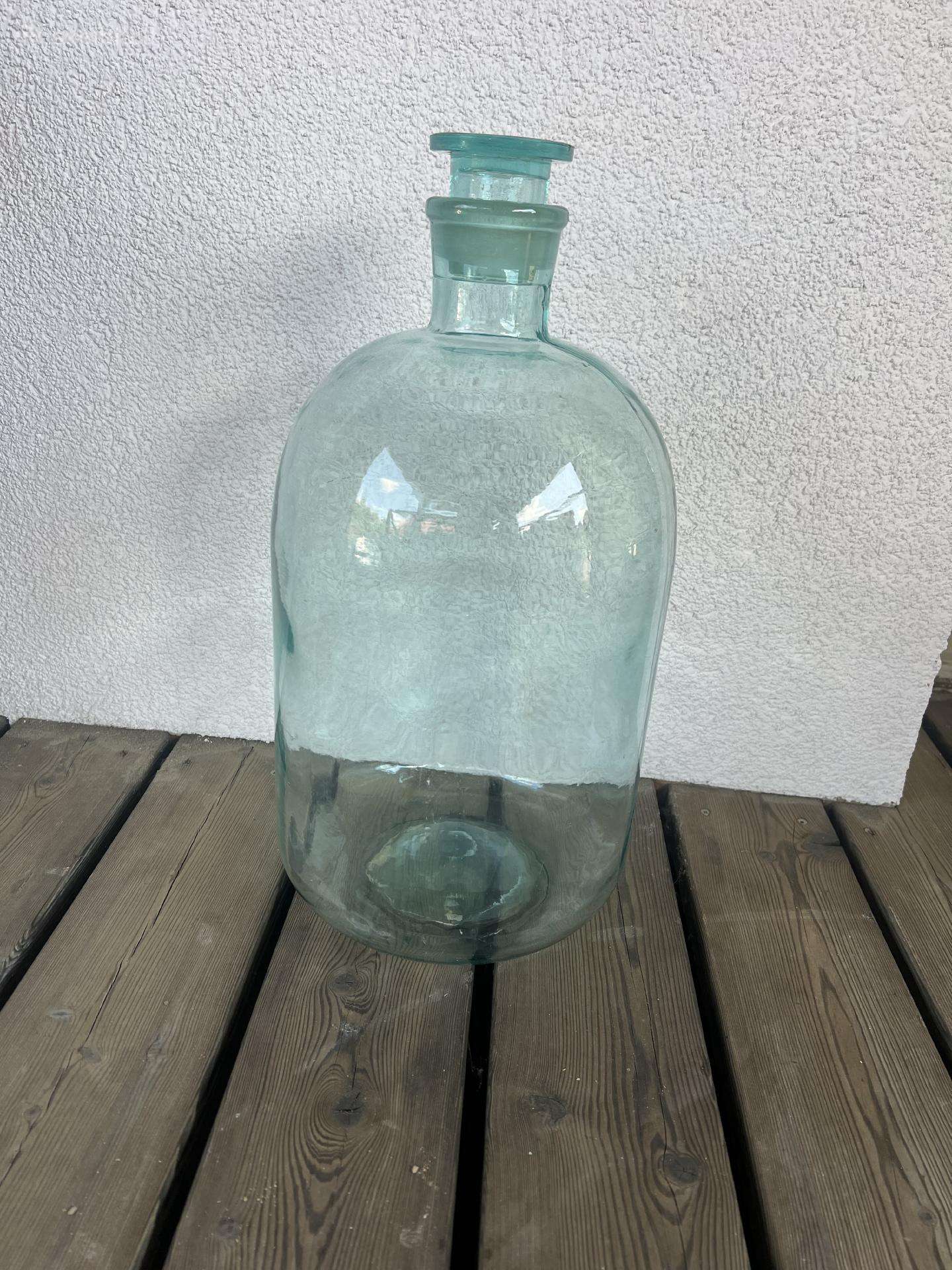 Stiklinis butelys dekorui, su kamščiu