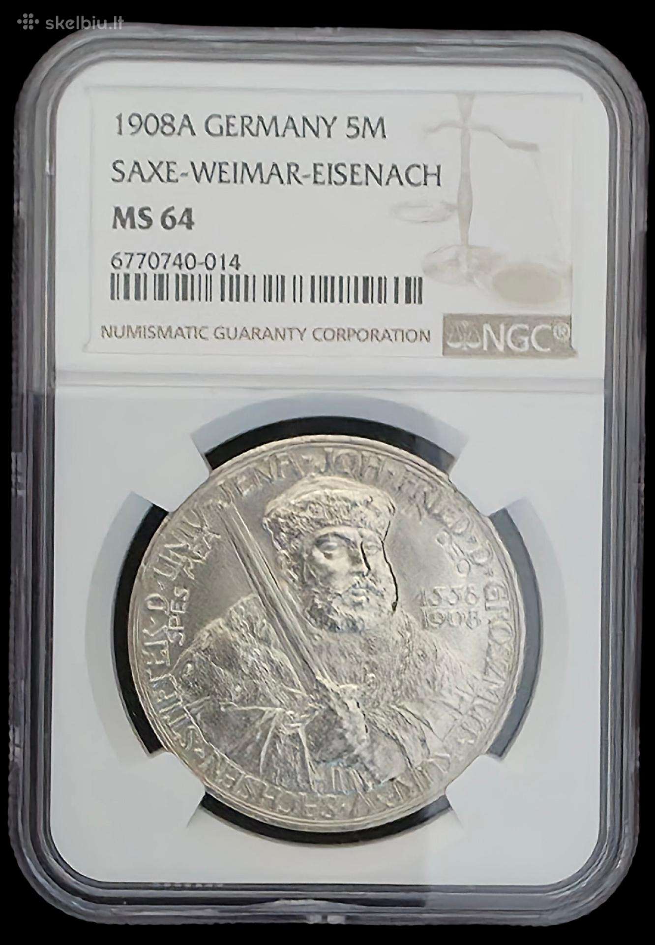 5 Markės 1908 A (saxe-weimar-eisenach) Ngc Ms 64