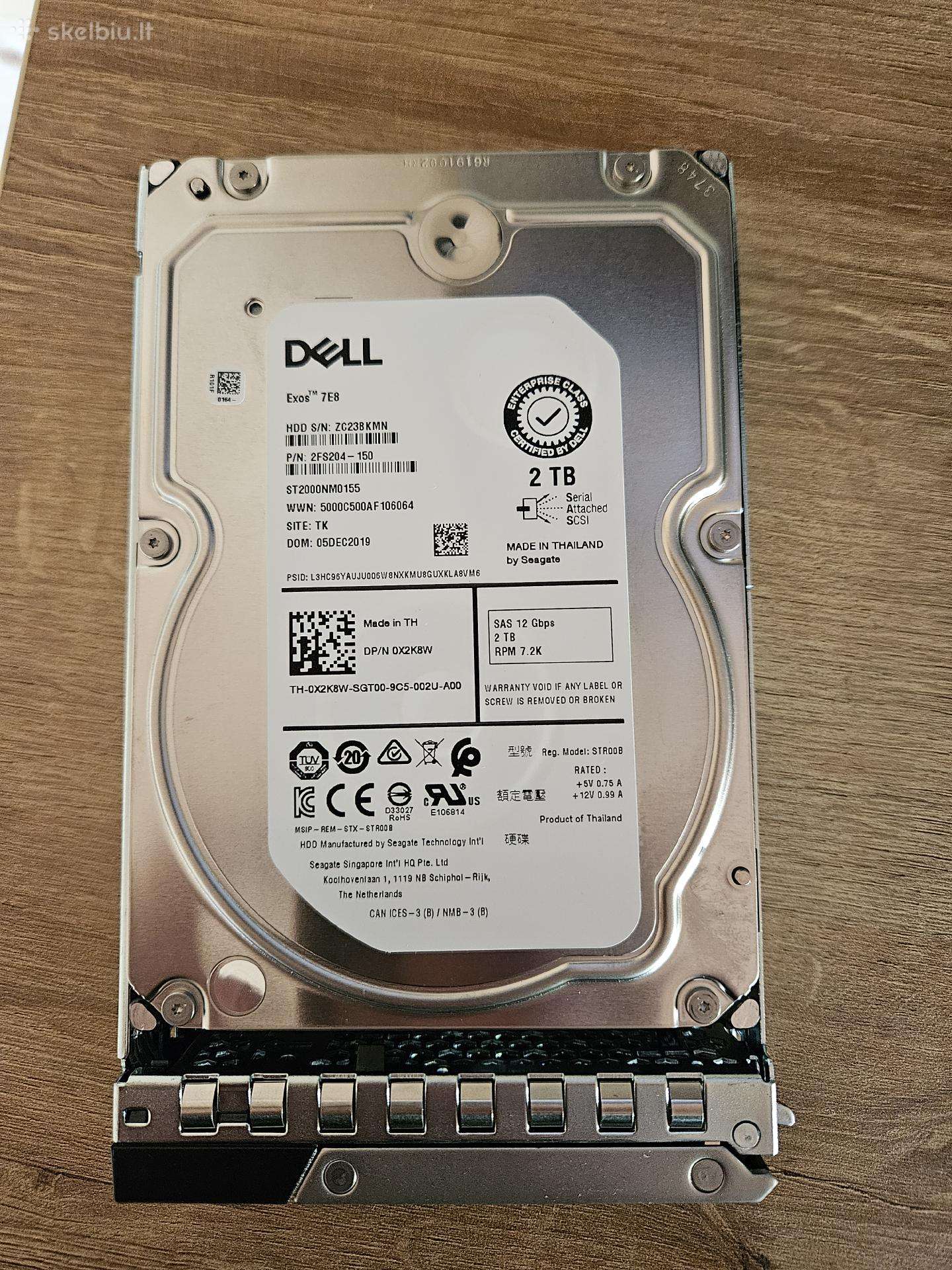 Isbandytas bet nenaudotas HDD Sas Dell Exos 2tb