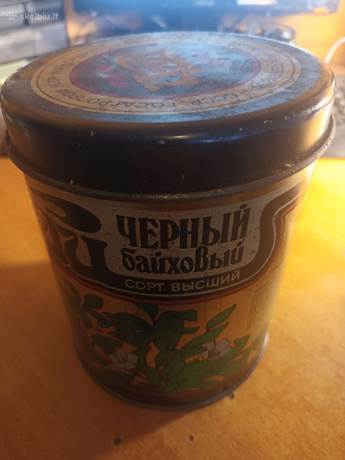 Parduodama kolekcinė sovietinė arbatos skardinė