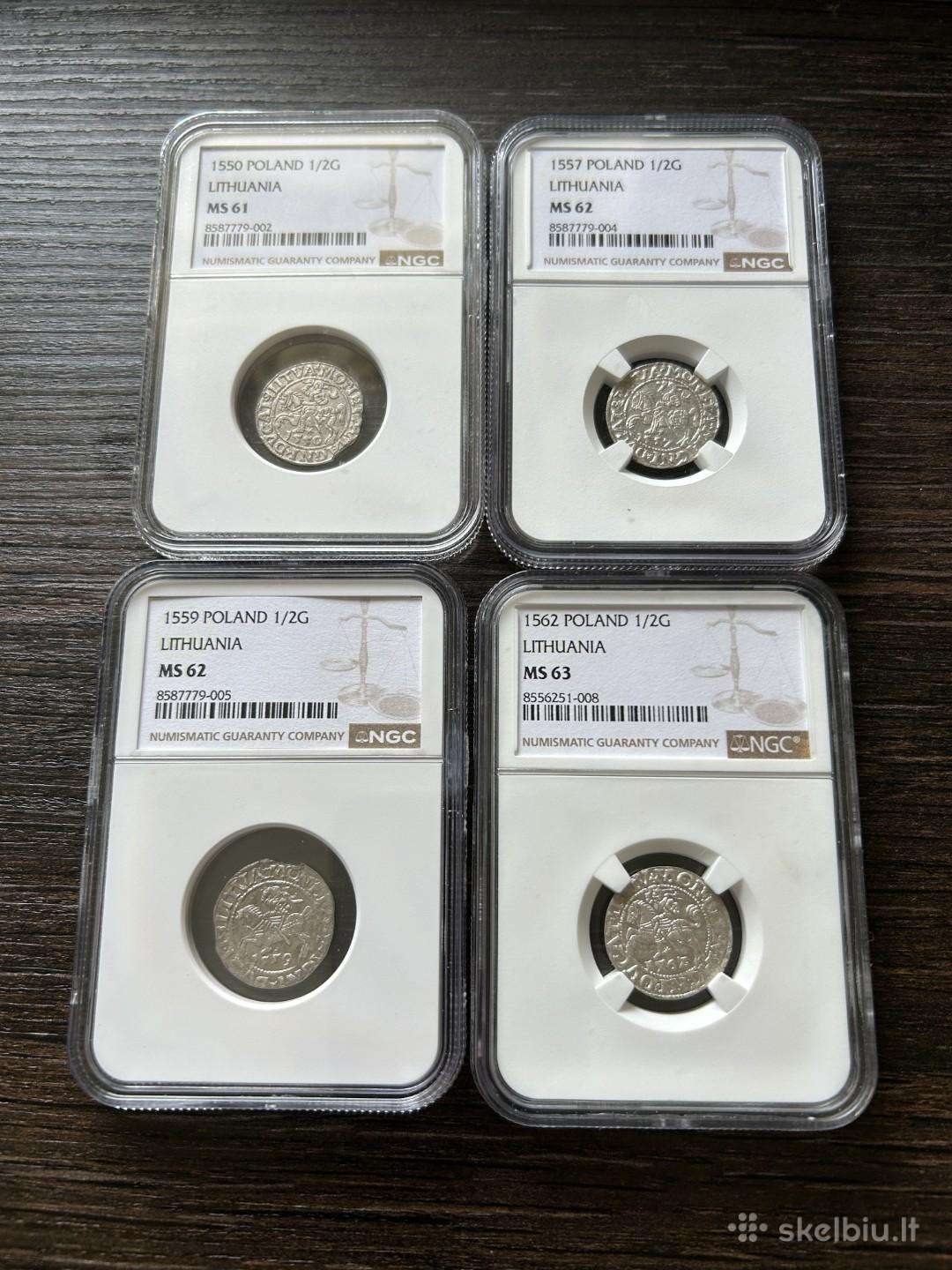 LDK pusgrašiai 1550, 1557, 1559, 1562 Ngc Ms61-63