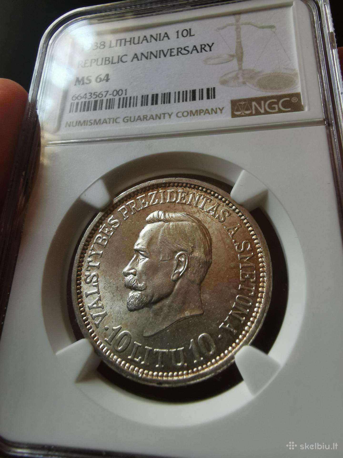 1938m 10 litu, A. Smetona ms64