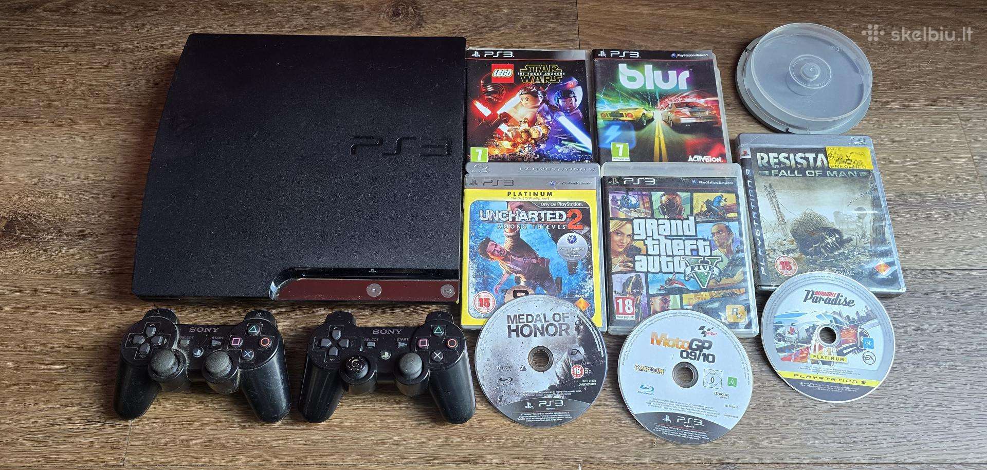 Playstation 3 slim 150gb su priedais