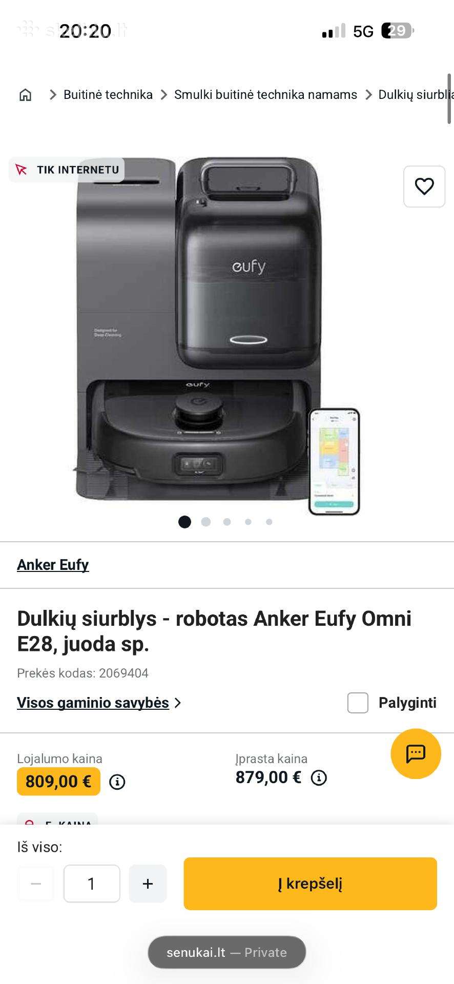 Eufy plaunantis dulkių siurblys Omni E28
