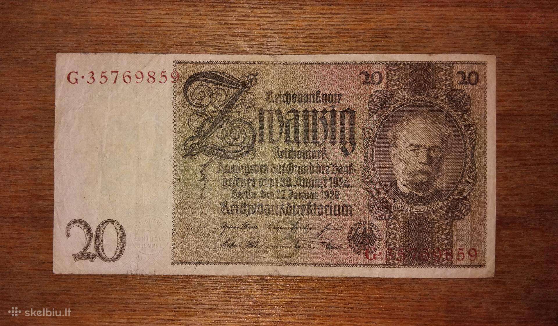 Vokietijos 20 reichsmark banknotas