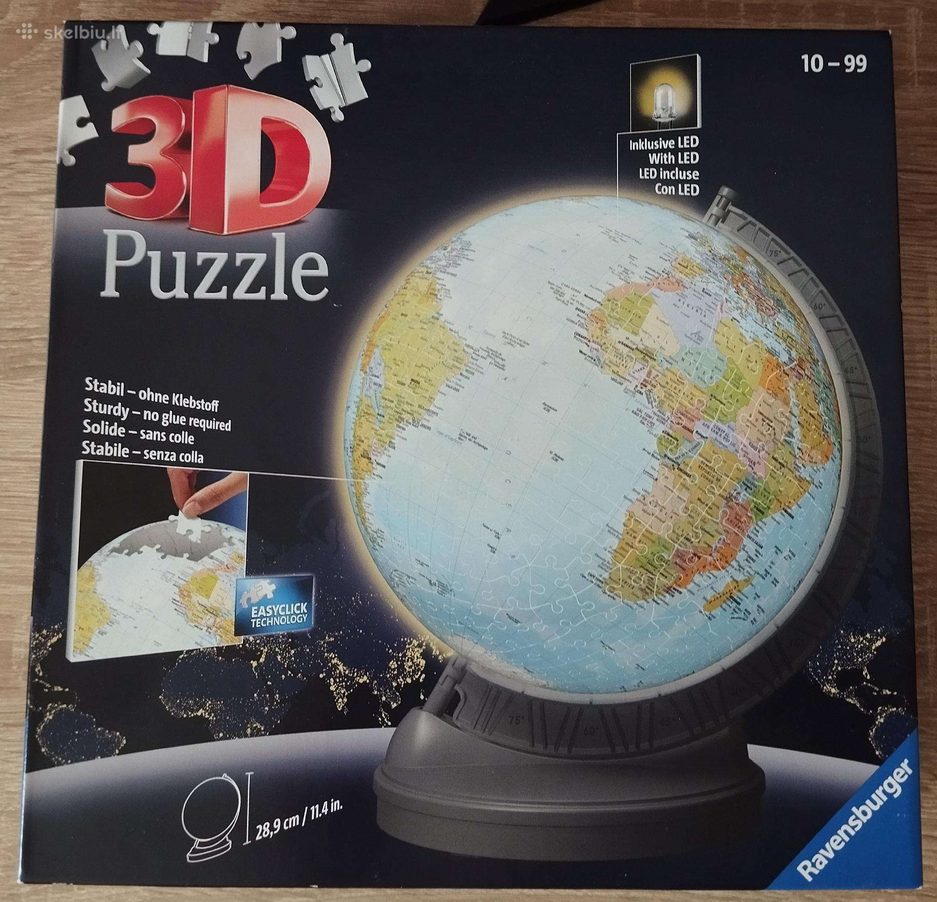 Dėlionė Ravensburger 3D puzzle globe with light