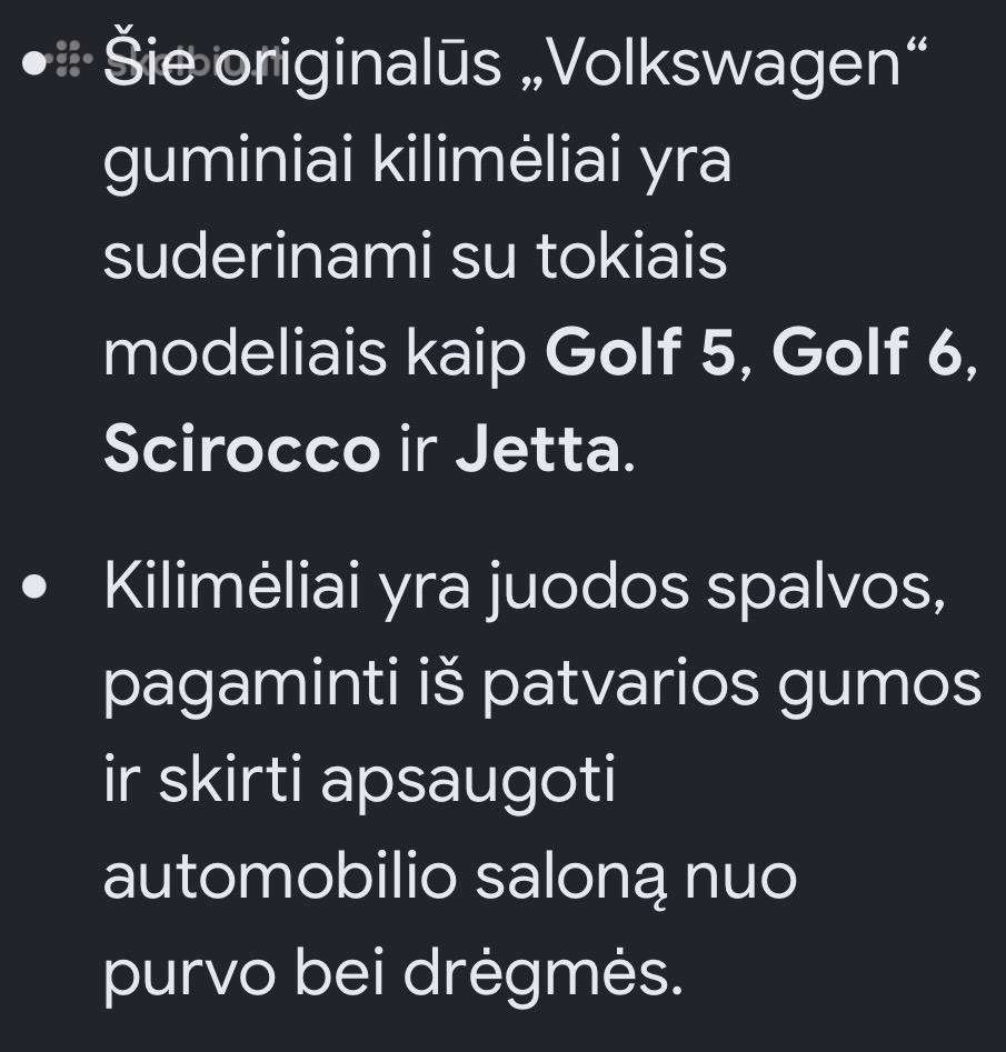 VW Golf 5, 6 orginalūs salono kilimėliai