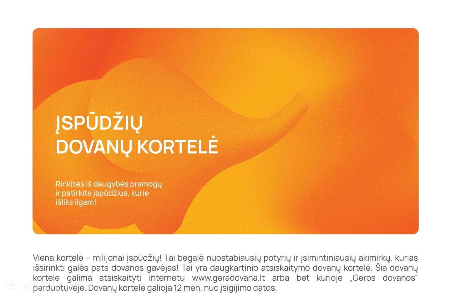 Gera dovana įspūdžių dovanų kortelė 150€ vertės