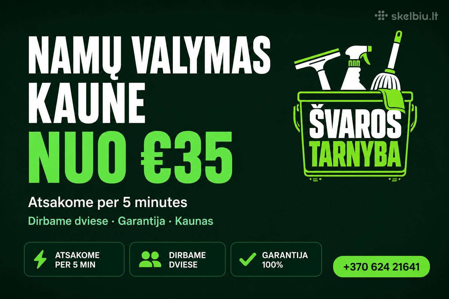 Namų valymas Kaune nuo €35 Švaros Tarnyba