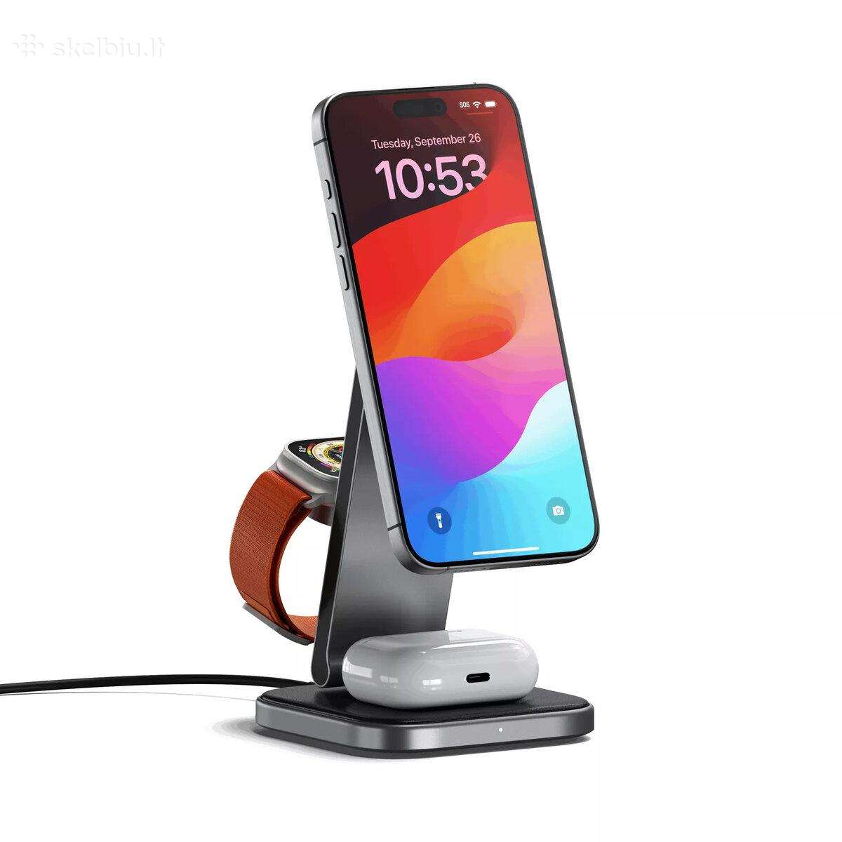 Satechi 3-in-1 Qi2 belaidžio įkrovimo stotelė