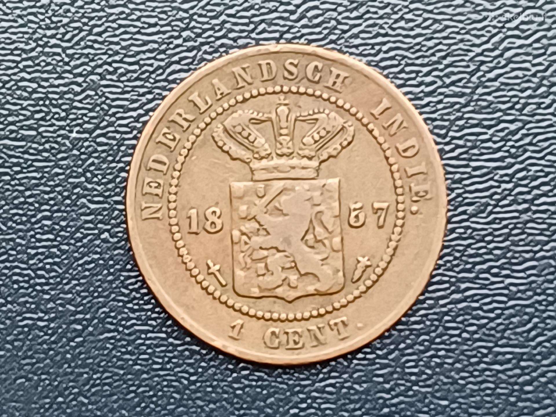 1 centas 1857m. Nyderlandų Indija.