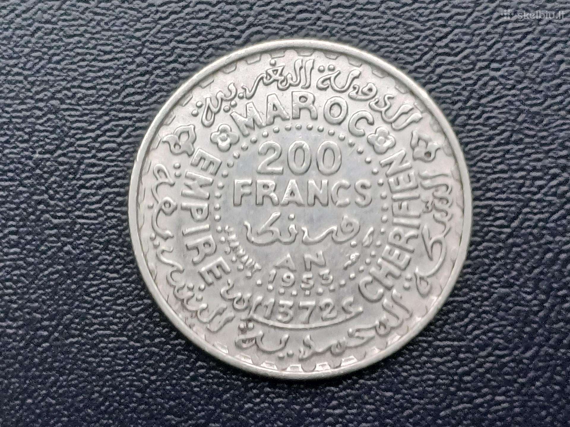 200 frankų 1953m. Marokas sidabras
