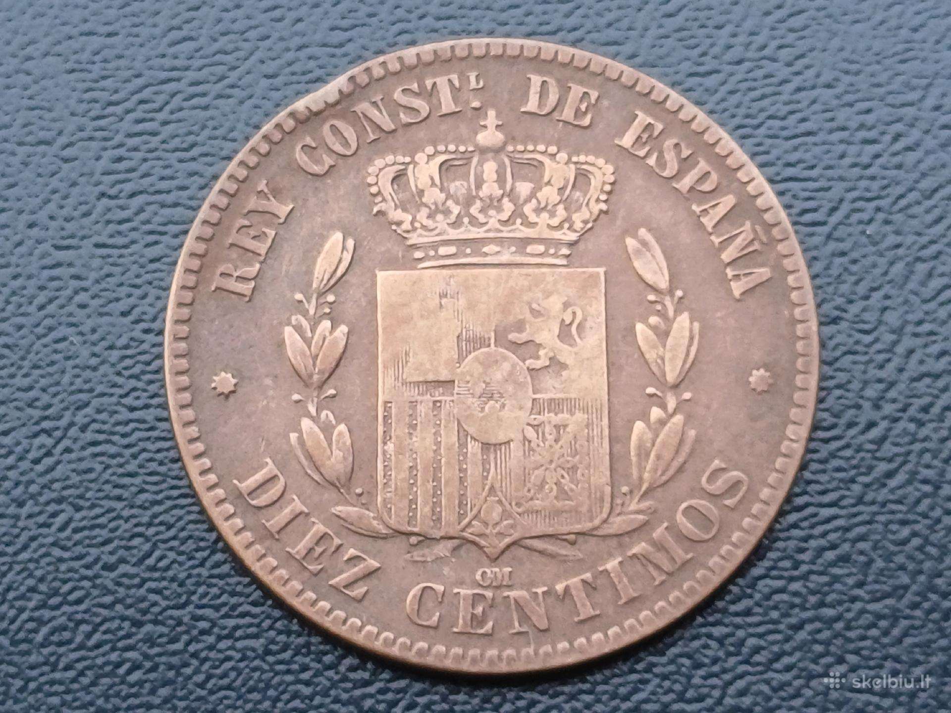 10 centimų 1878m. Ispanija
