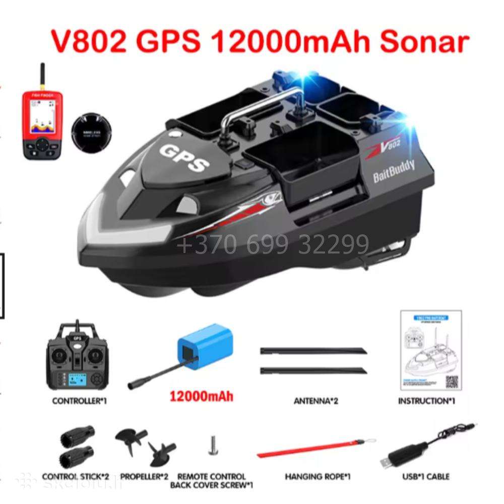 Flytec V802 Pro pašarų laivelis su GPS + Echolotas