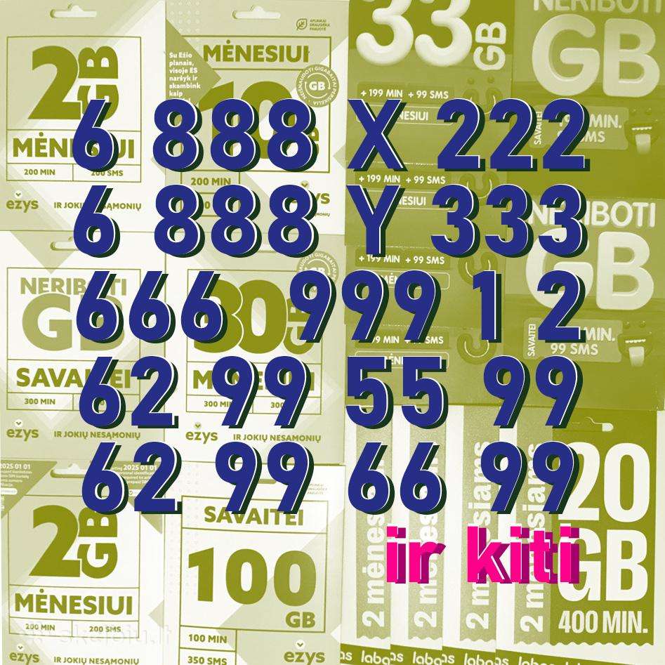 Daug tel. numerių 99000 00077 00088 00099 777713