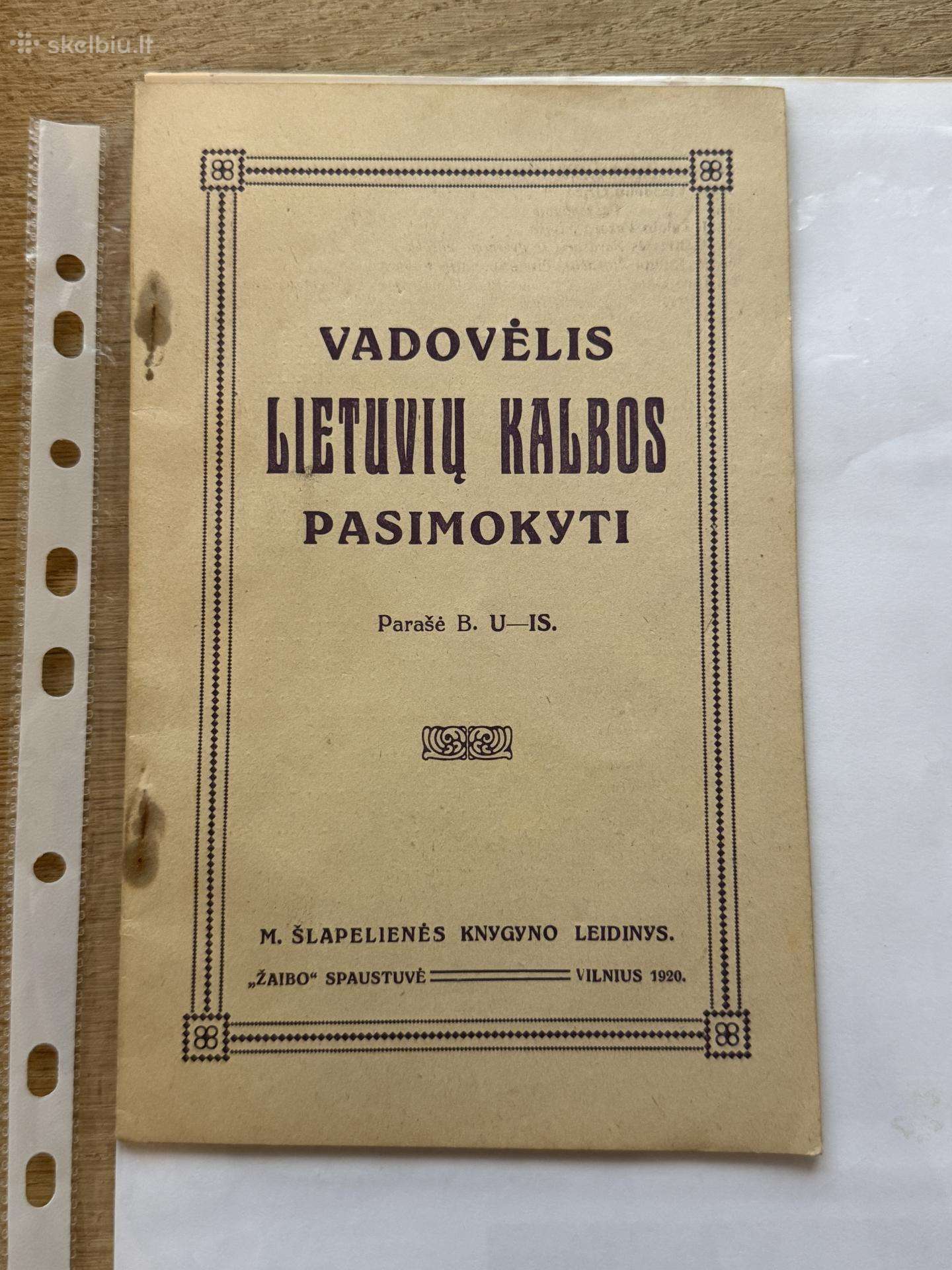 Vadovėlis Lietuvių kalbos pasimokyti 1920 m.
