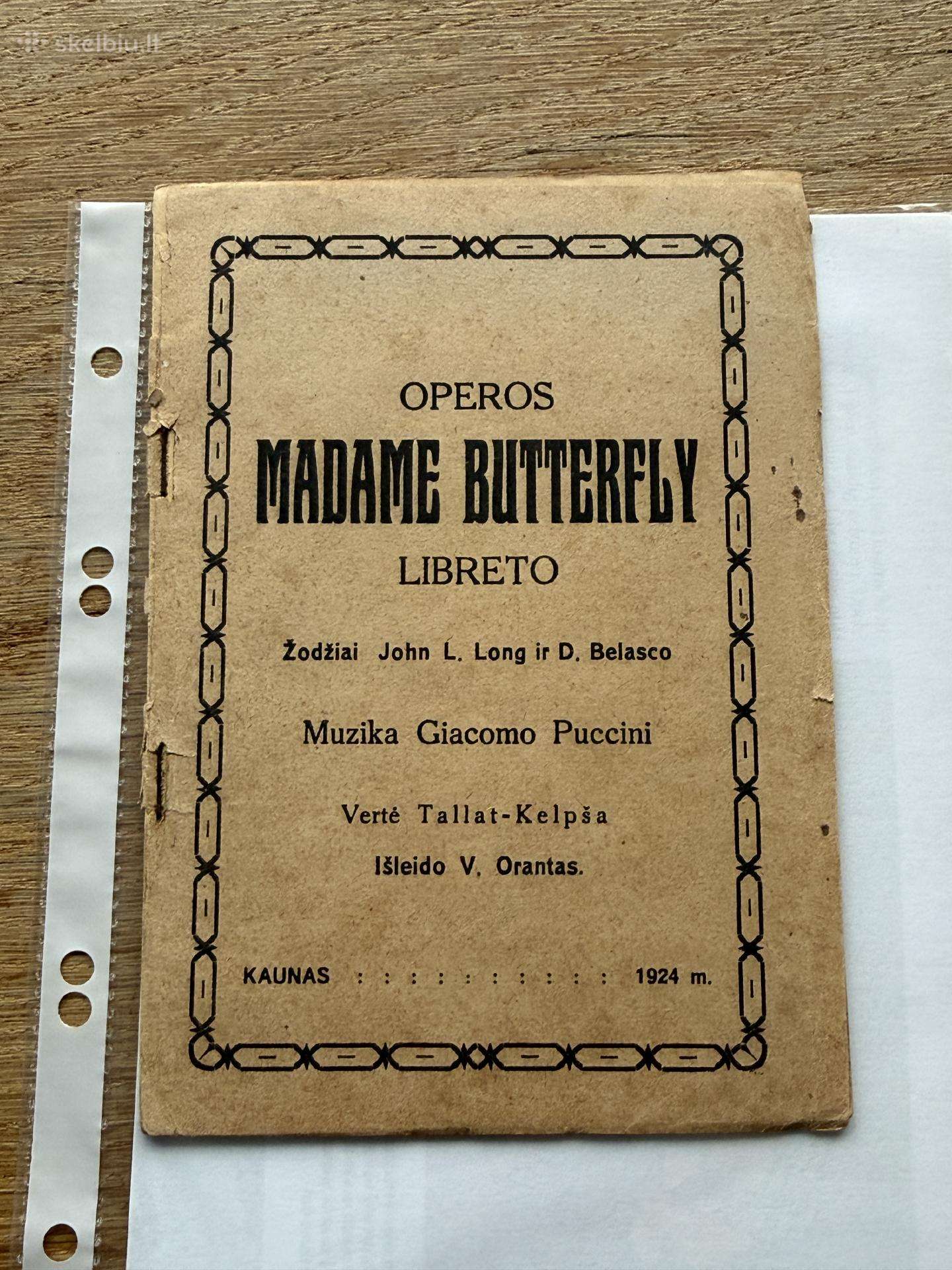Operos Madame Butterfly libreto 1924 m.