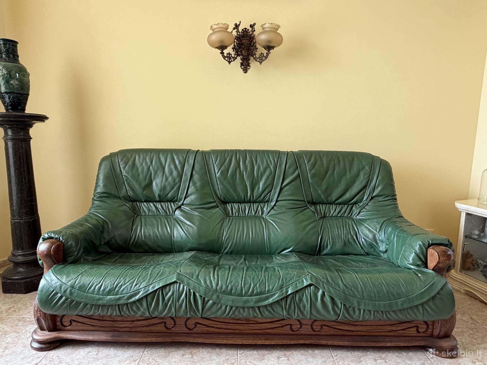 Odinių baldų koplektas sofa 3 + sofa 2