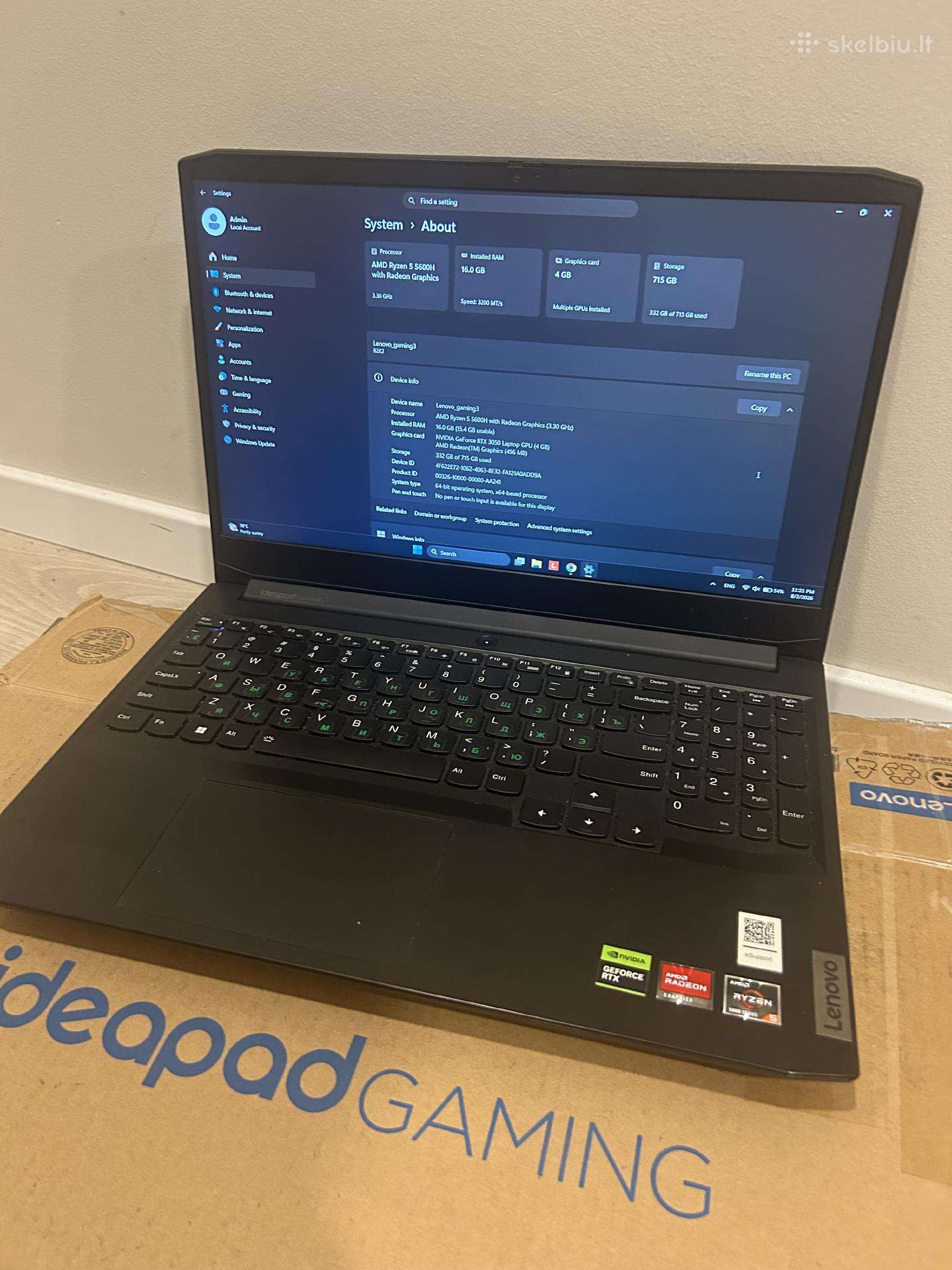 Lenovo Ideapad Gaming 3 Ryzen 5 5600hrtx 3050