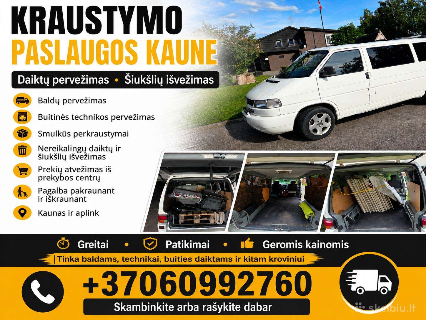 Pervežimas, perkraustymas, šiukšlių išvežimas