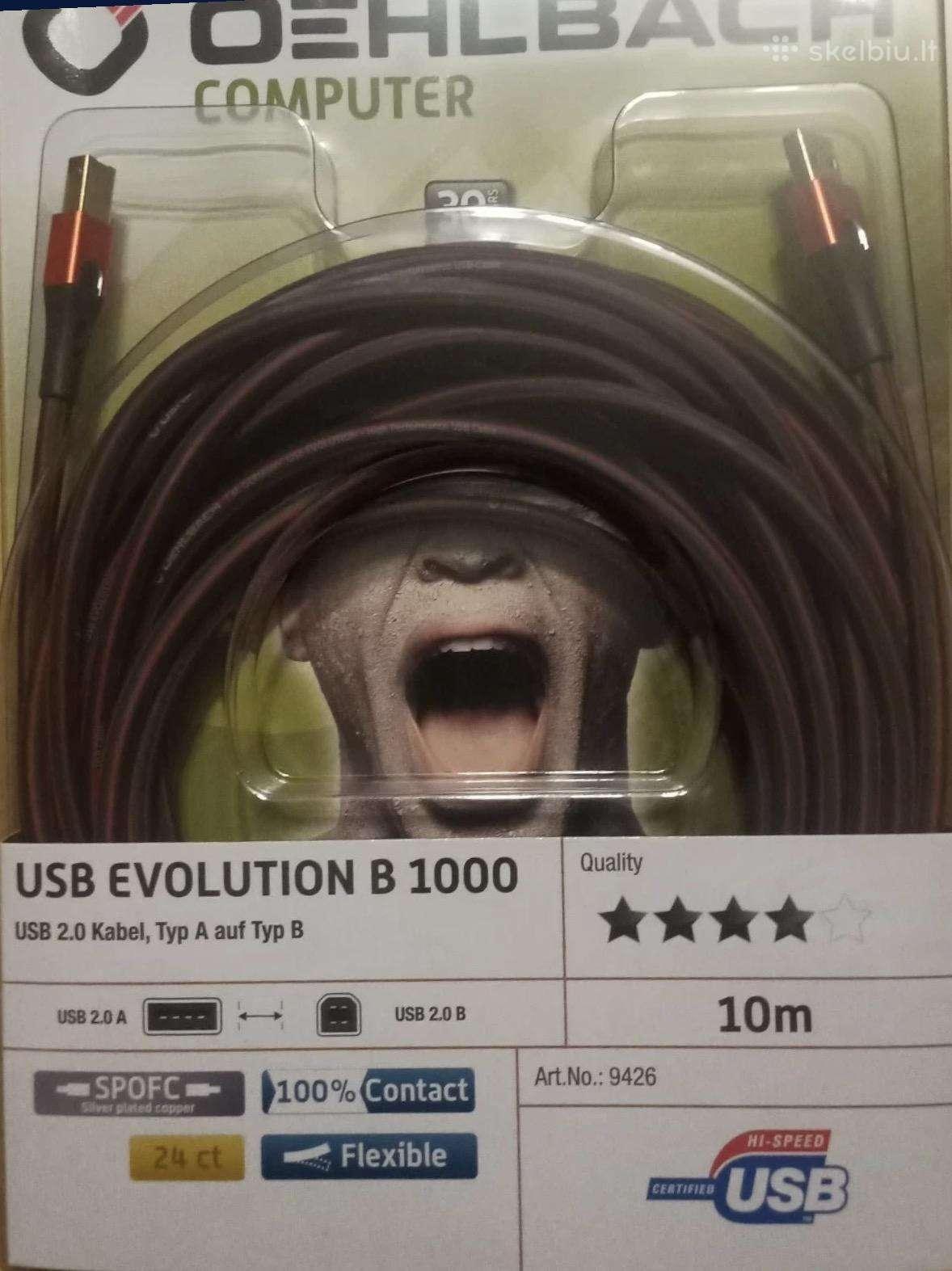 Vokiškas Oehlbach Usb A/b kabelis