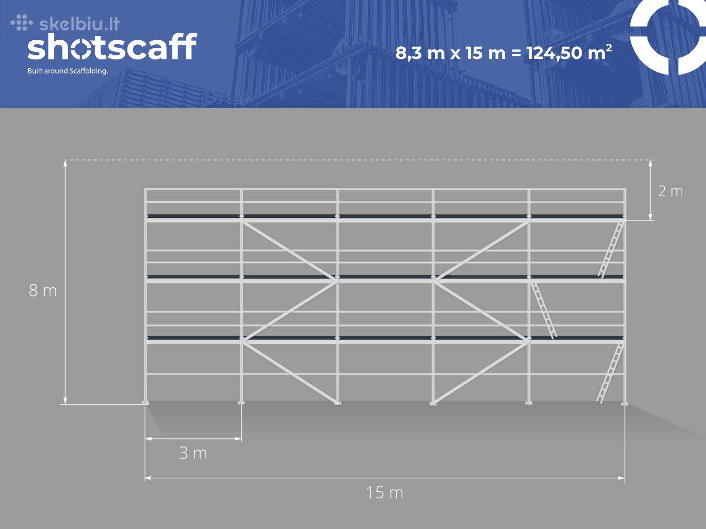 Plettac tipo fasadiniai pastoliai 120 m2