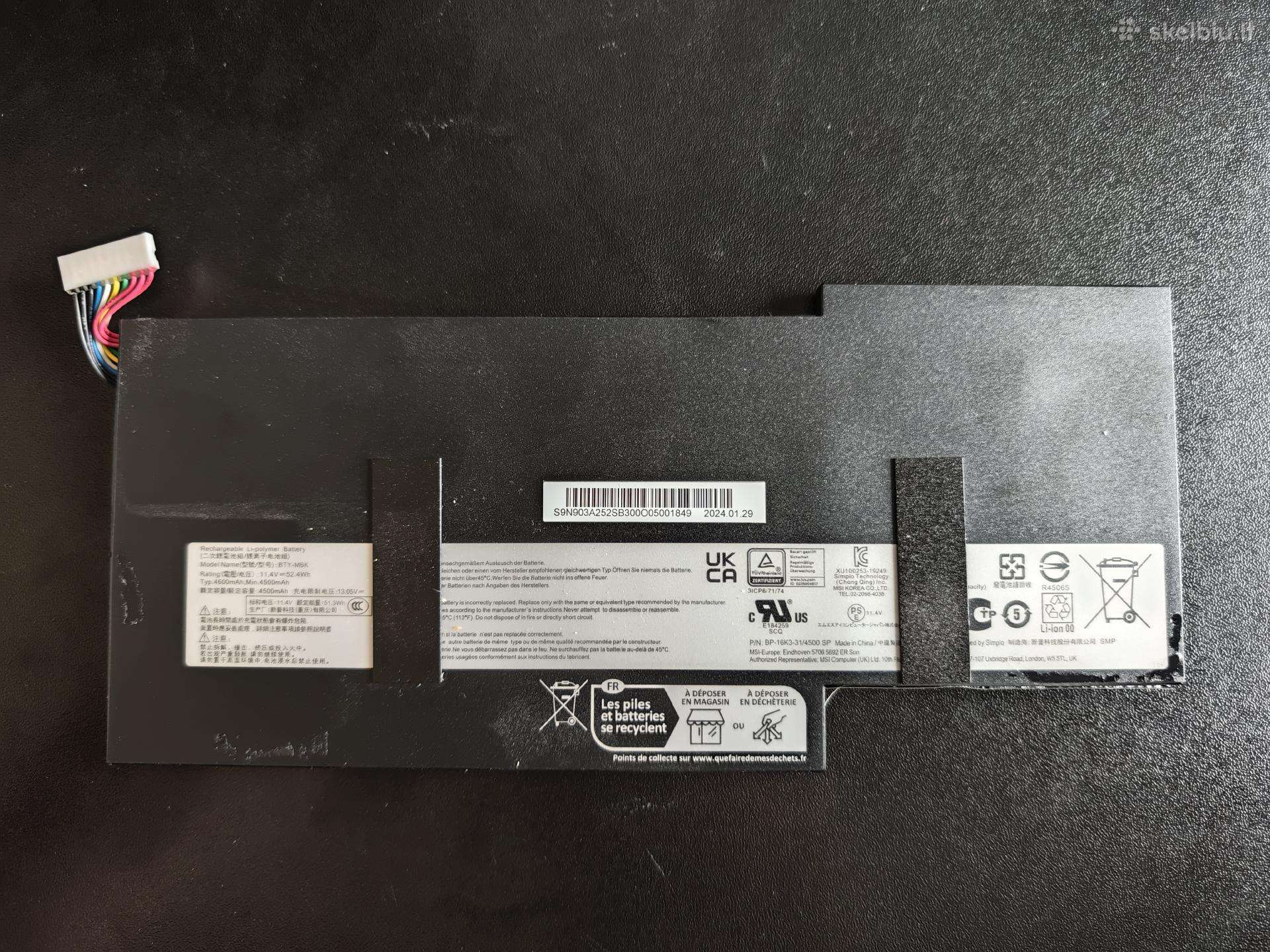 Msi Bty 4500 mah nešiojamojo kompiuterio baterija