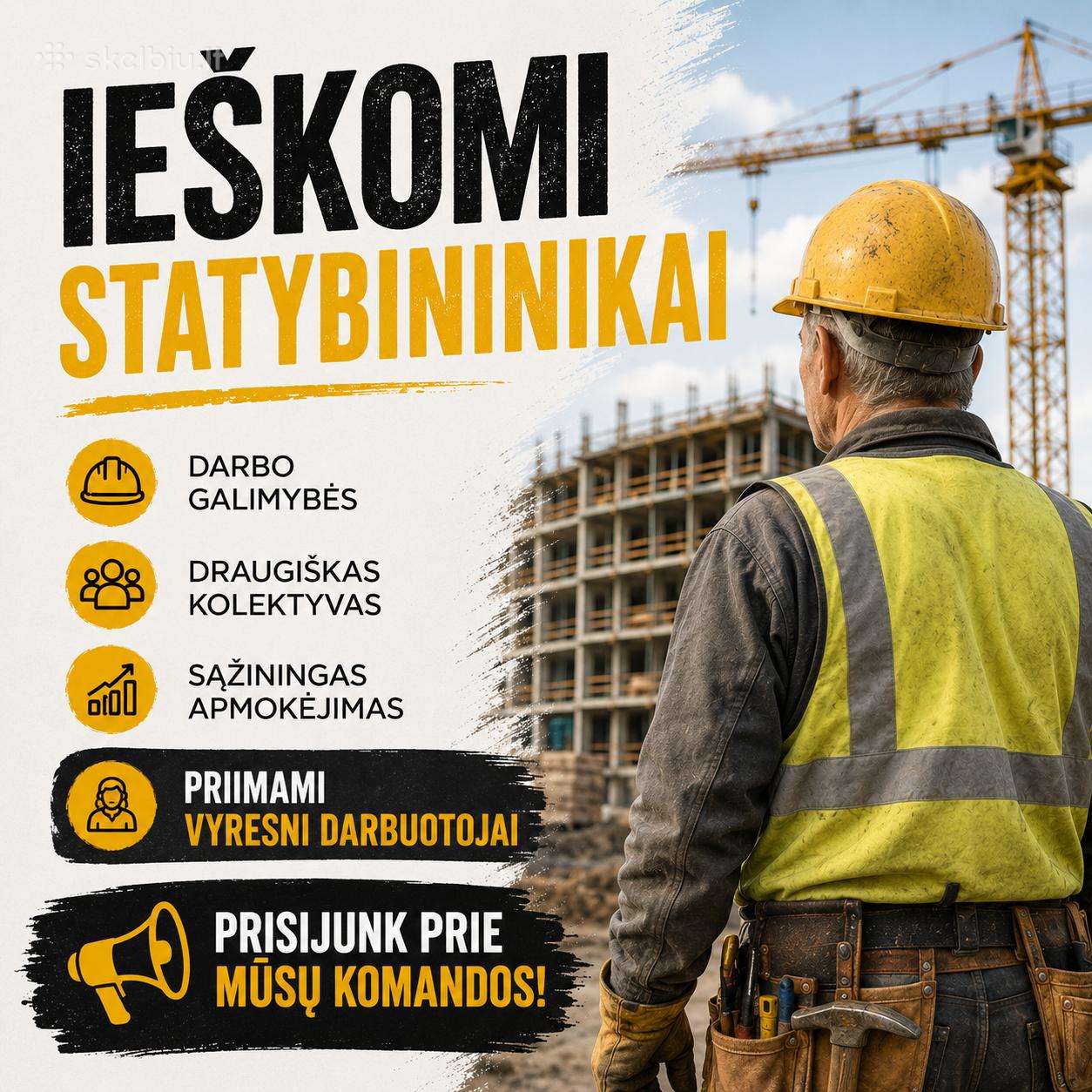 Ieškomi statybininkai