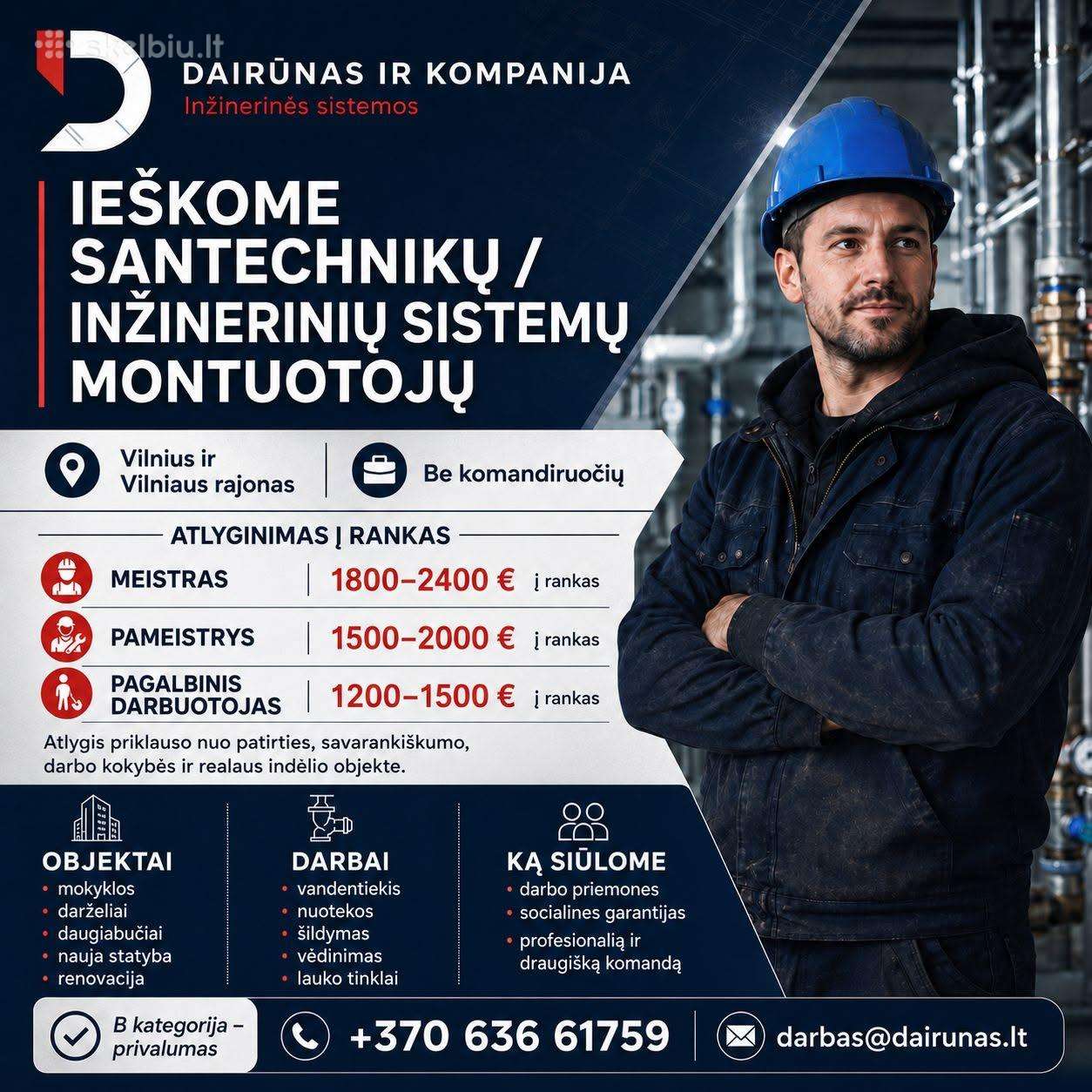 Ieškomi santechnikai montuotojai