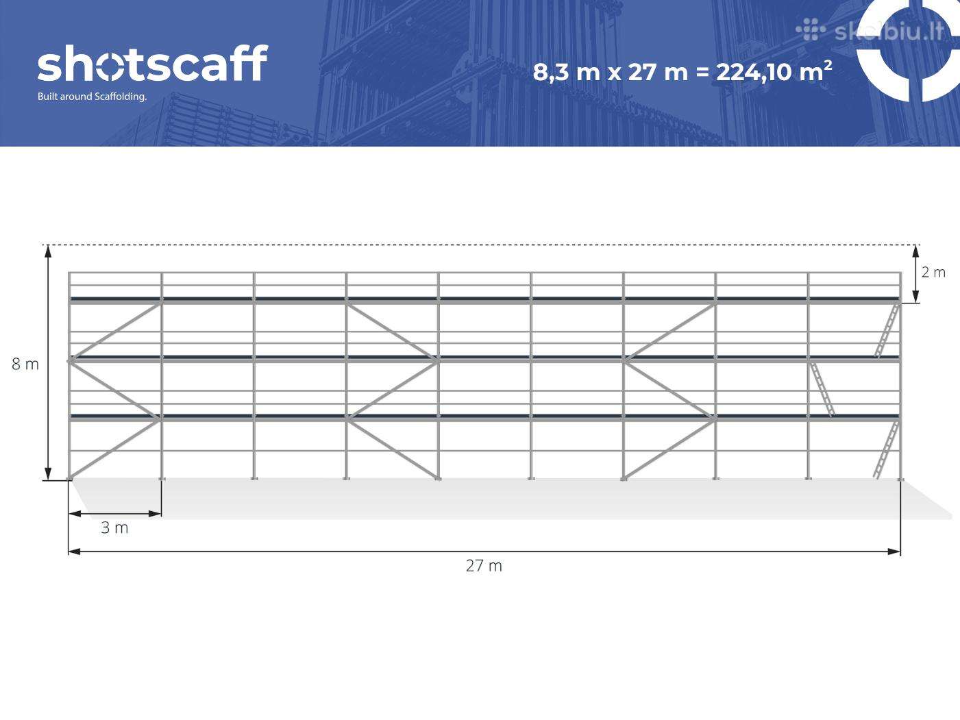 Plettac aliuminio fasadiniai pastoliai 224 m²