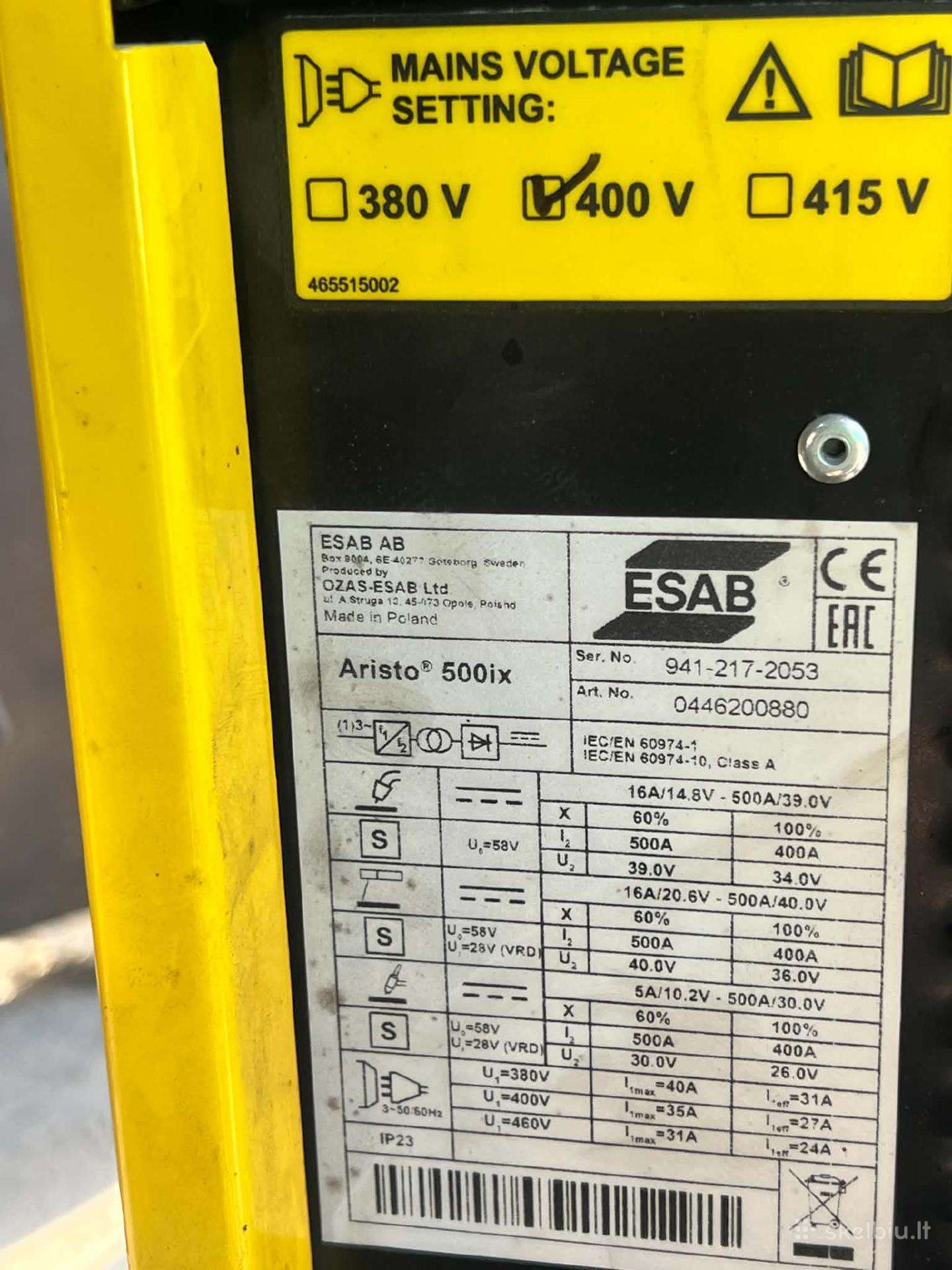 “Esab Aristo 500ix + Robust Feed Pulse + Cool 2