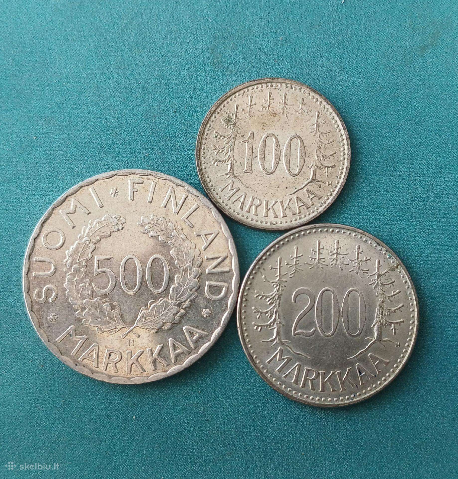 100 , 200 ir 500 markių rinkinys Suomija