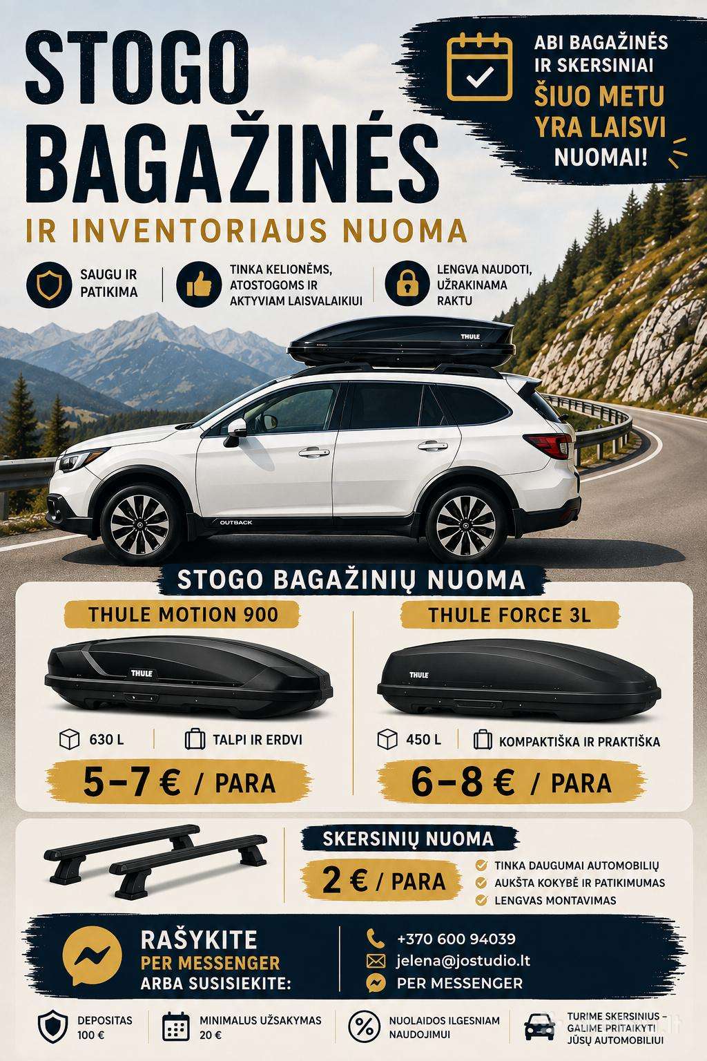 Stogo bagažinės su skersiniais