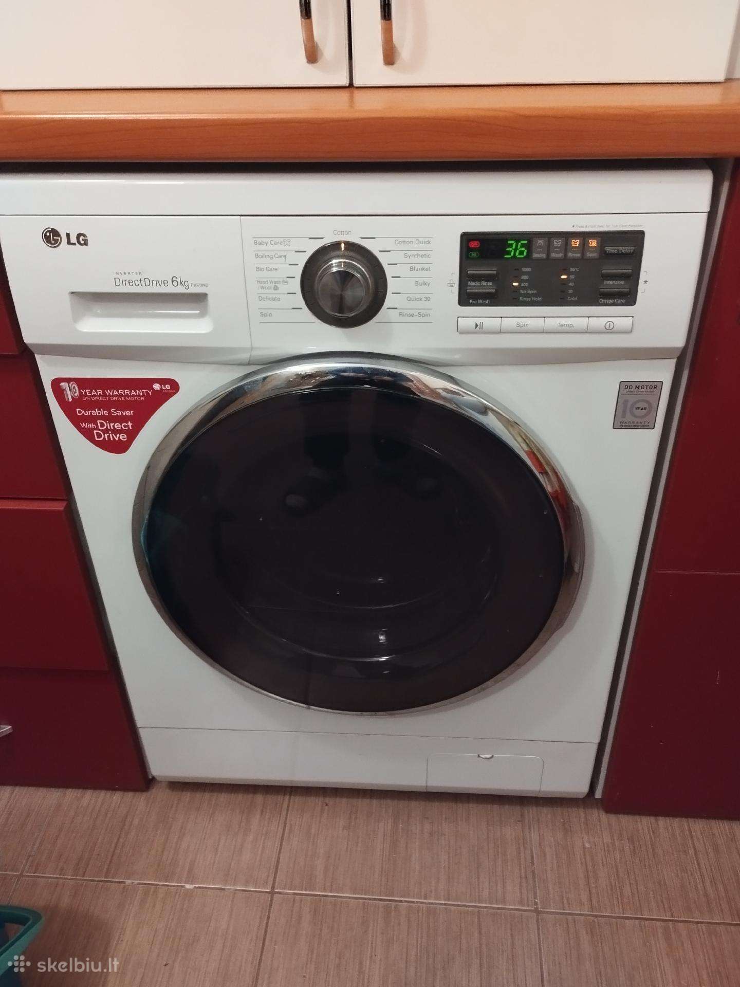 Siaura skalbimo mašina LG 6kg. Inverterinis varikl