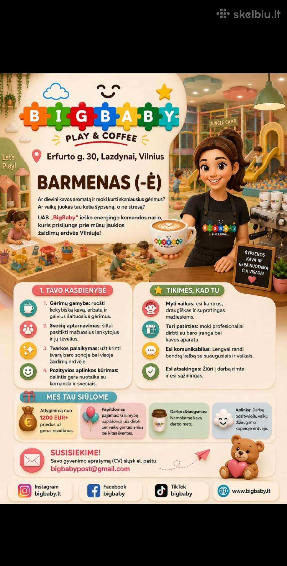 Siūlomas darbas barmenei