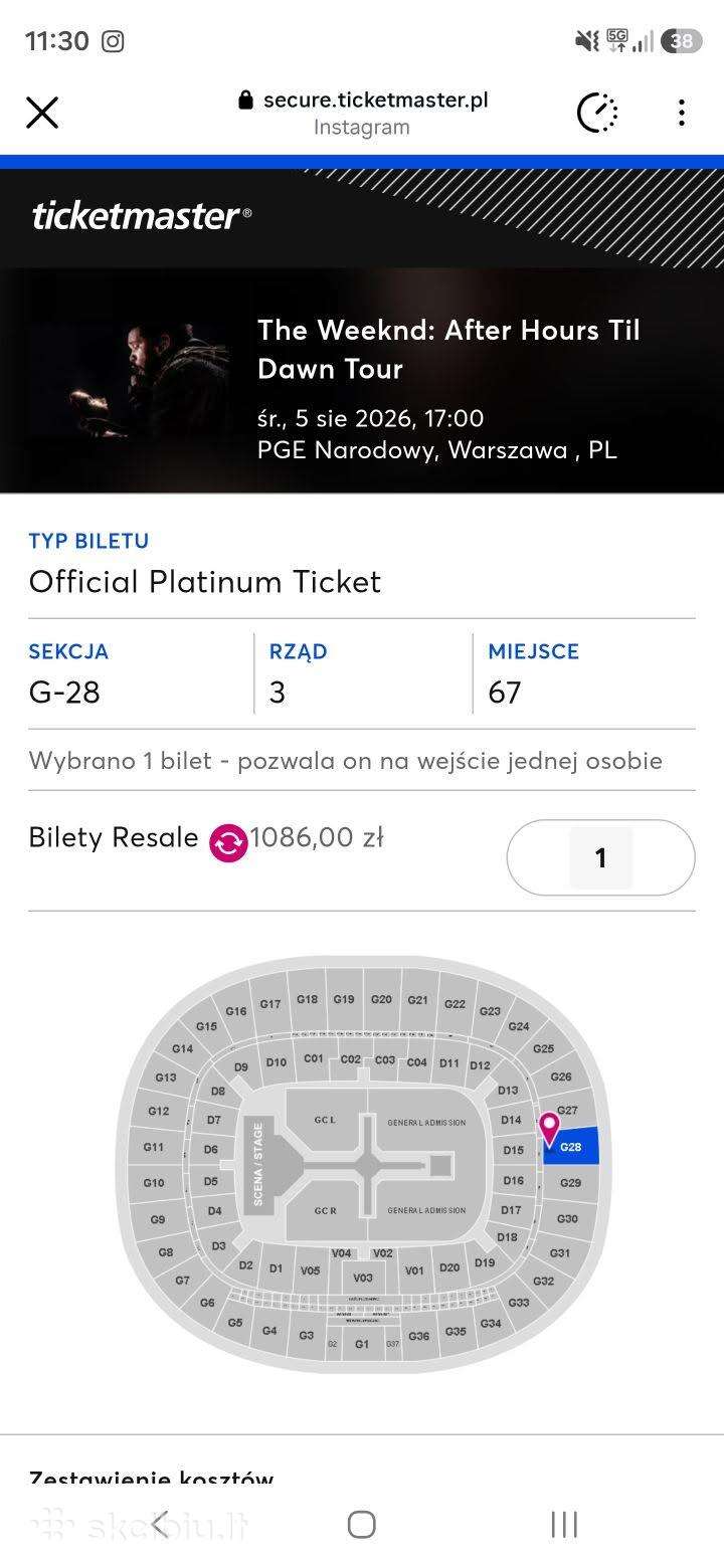 The Weeknd koncerto rugpjūčio 5 d. bilietas