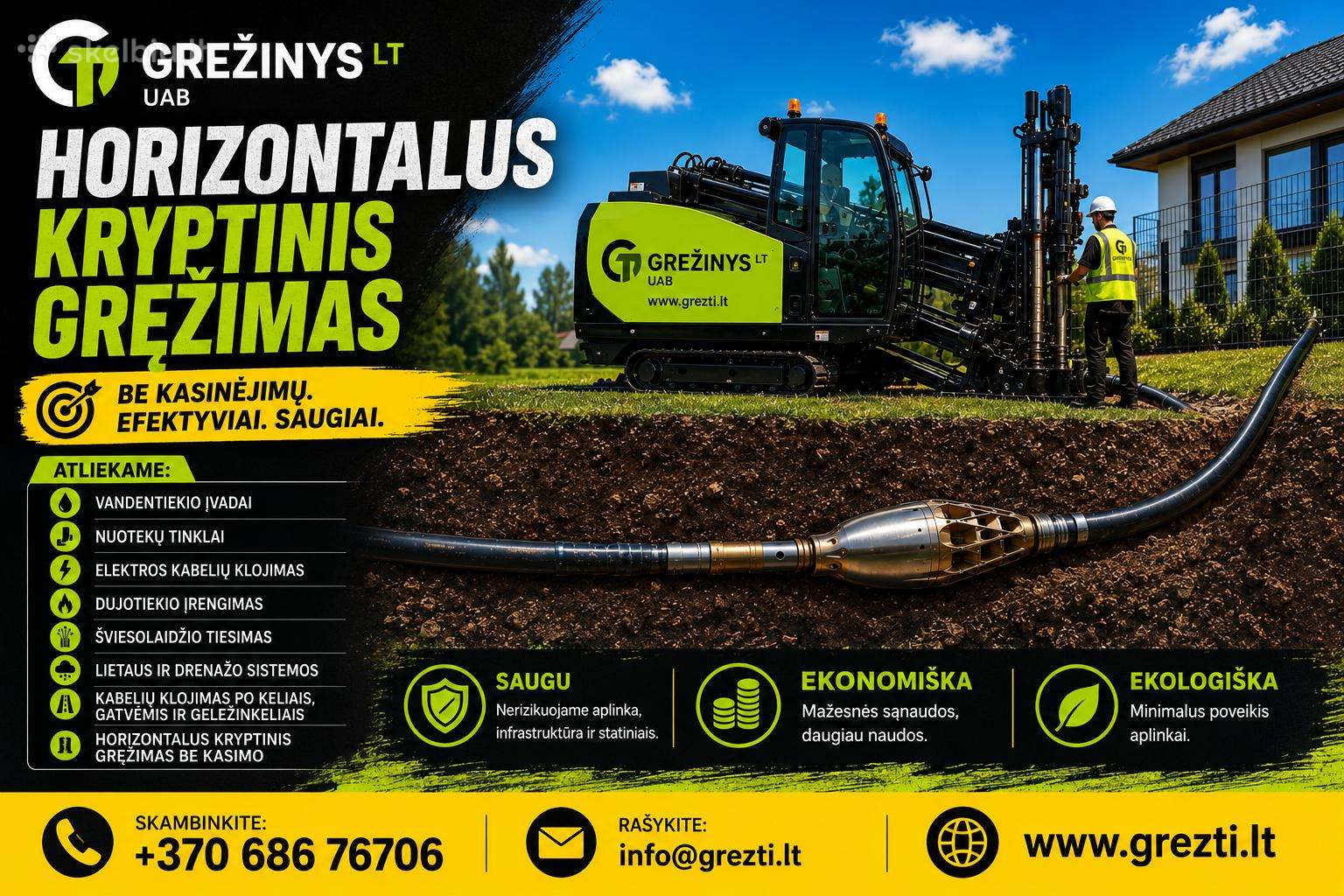 Kryptinis gręžimas, vandentiekis ,elektros darbai