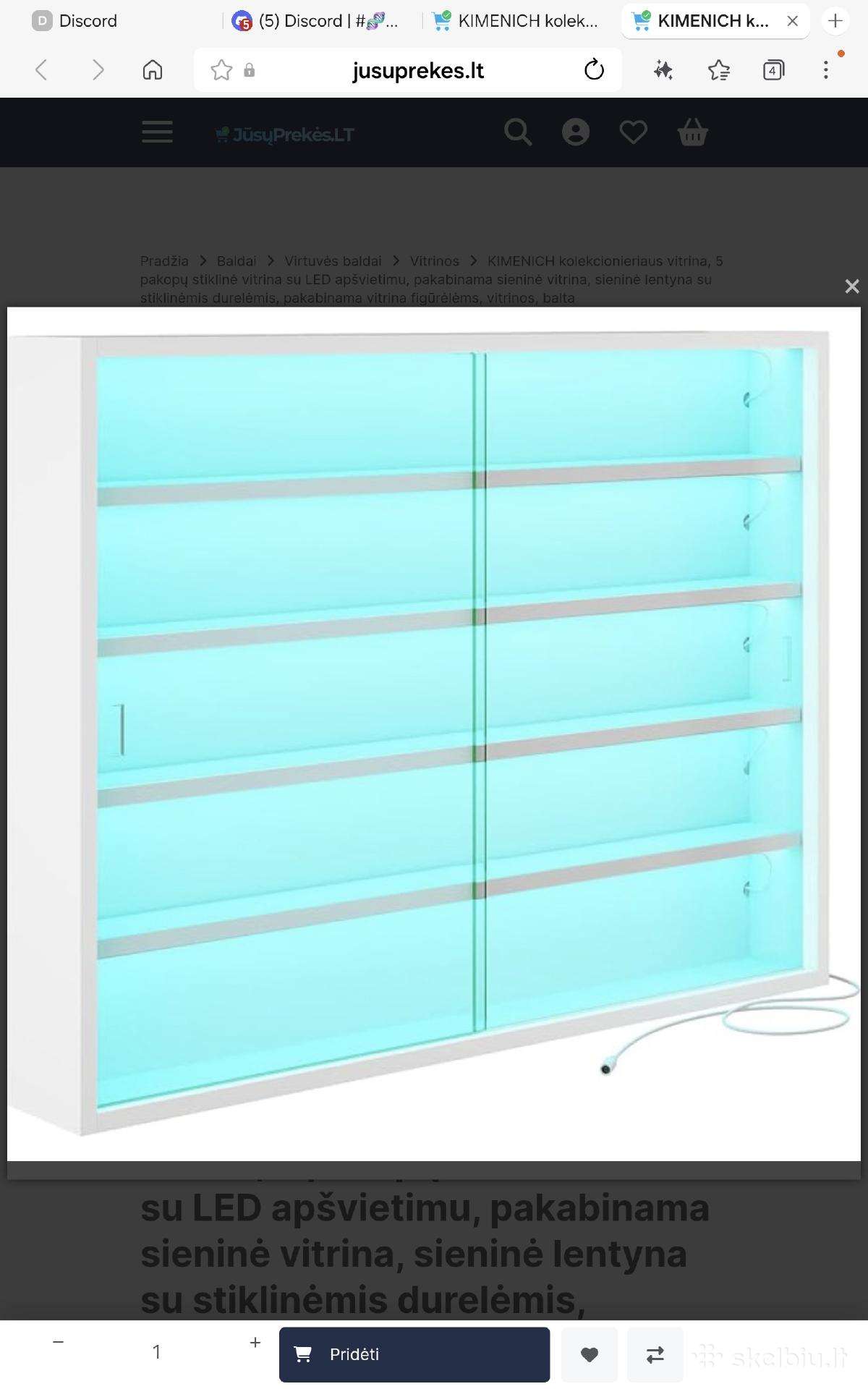 Pakabinama vitrina/spintutė su LED