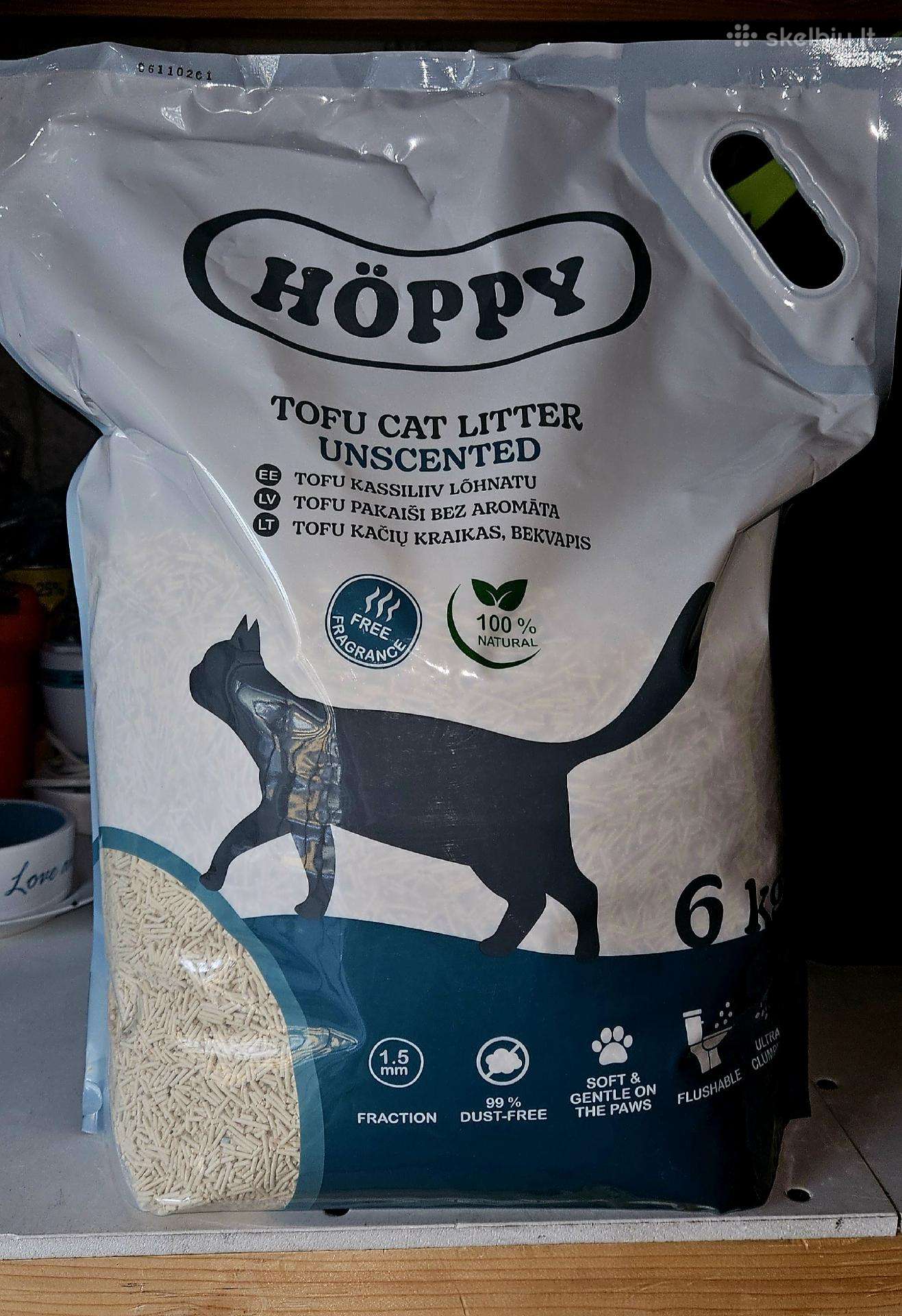 Kačių kraikas Höppy Tofu, organinis 6kg.