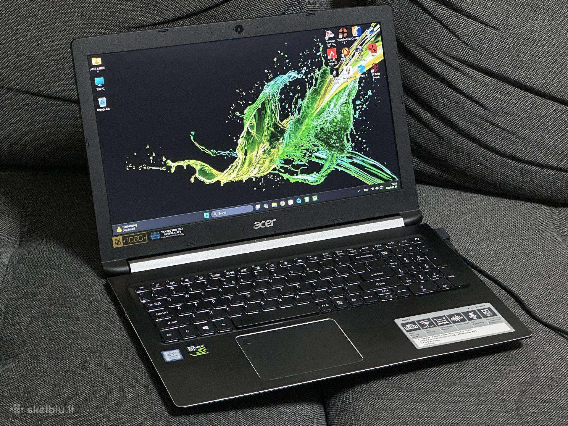 Parduodu Acer Aspire 7 su I5, 12gb, Gtx 1050 4gb