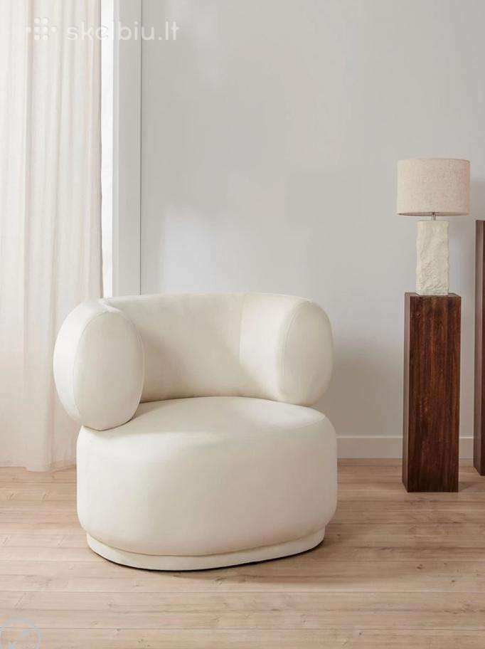 Baltas fotelis Luxe