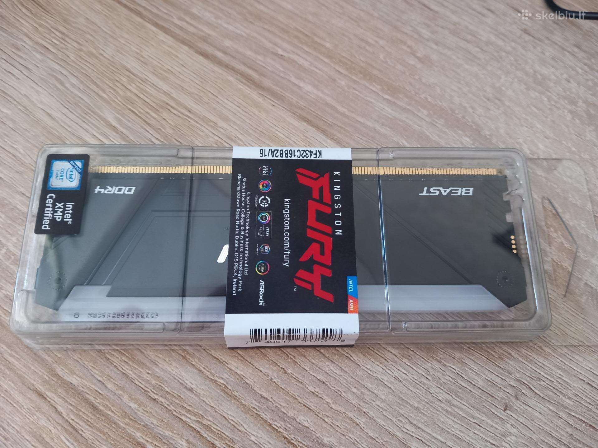 Kingston Fury Beast Rgb 16 GB Ddr4 3200 MHz Naujas