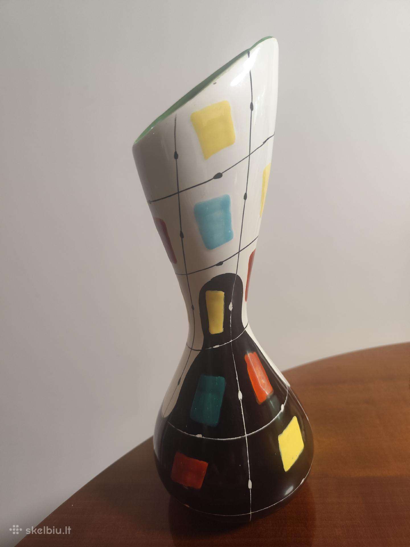 Deruta Italy reta polichrominė vaza 1950m.