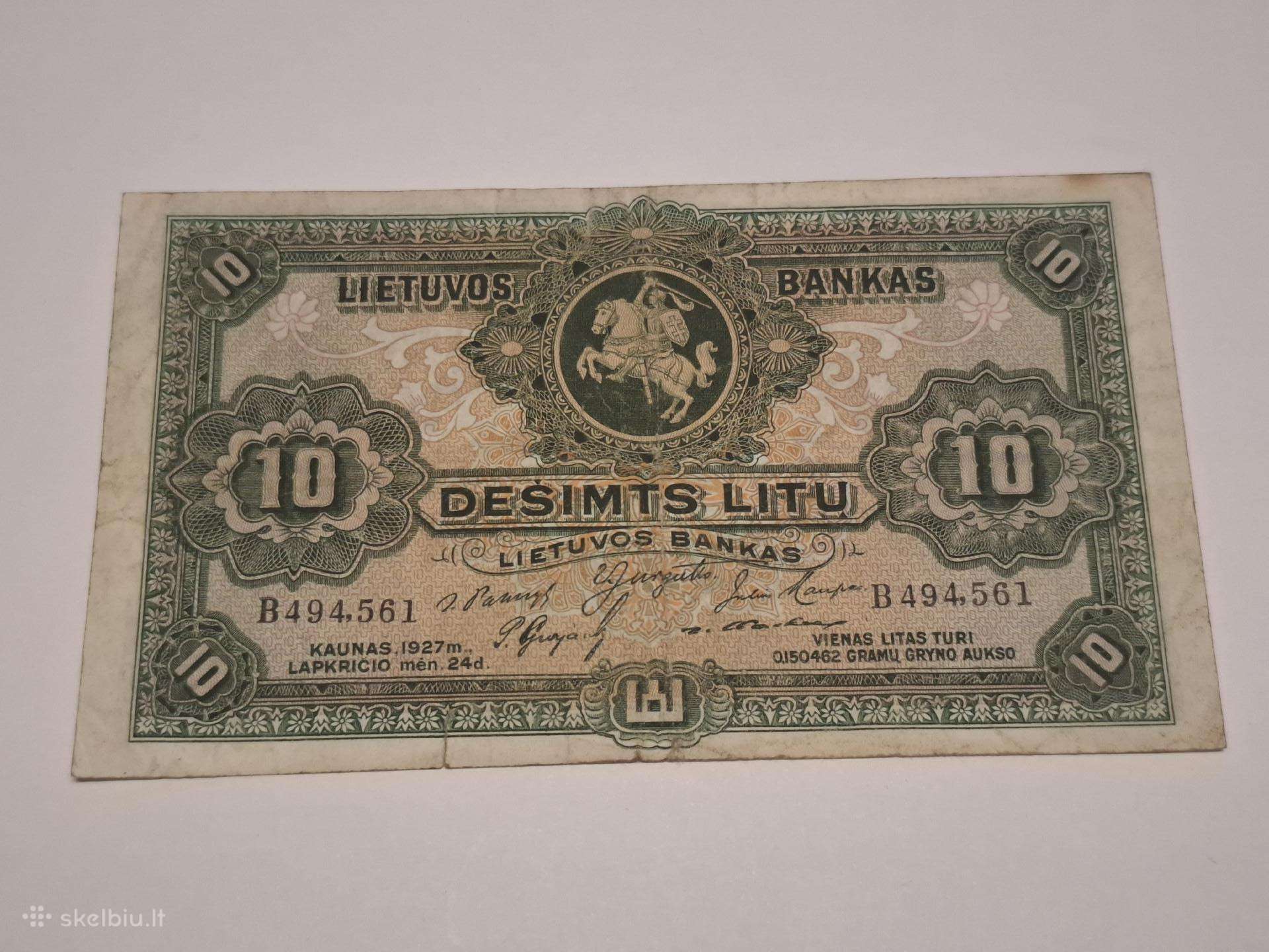 10 Litų 1927m. banknotas