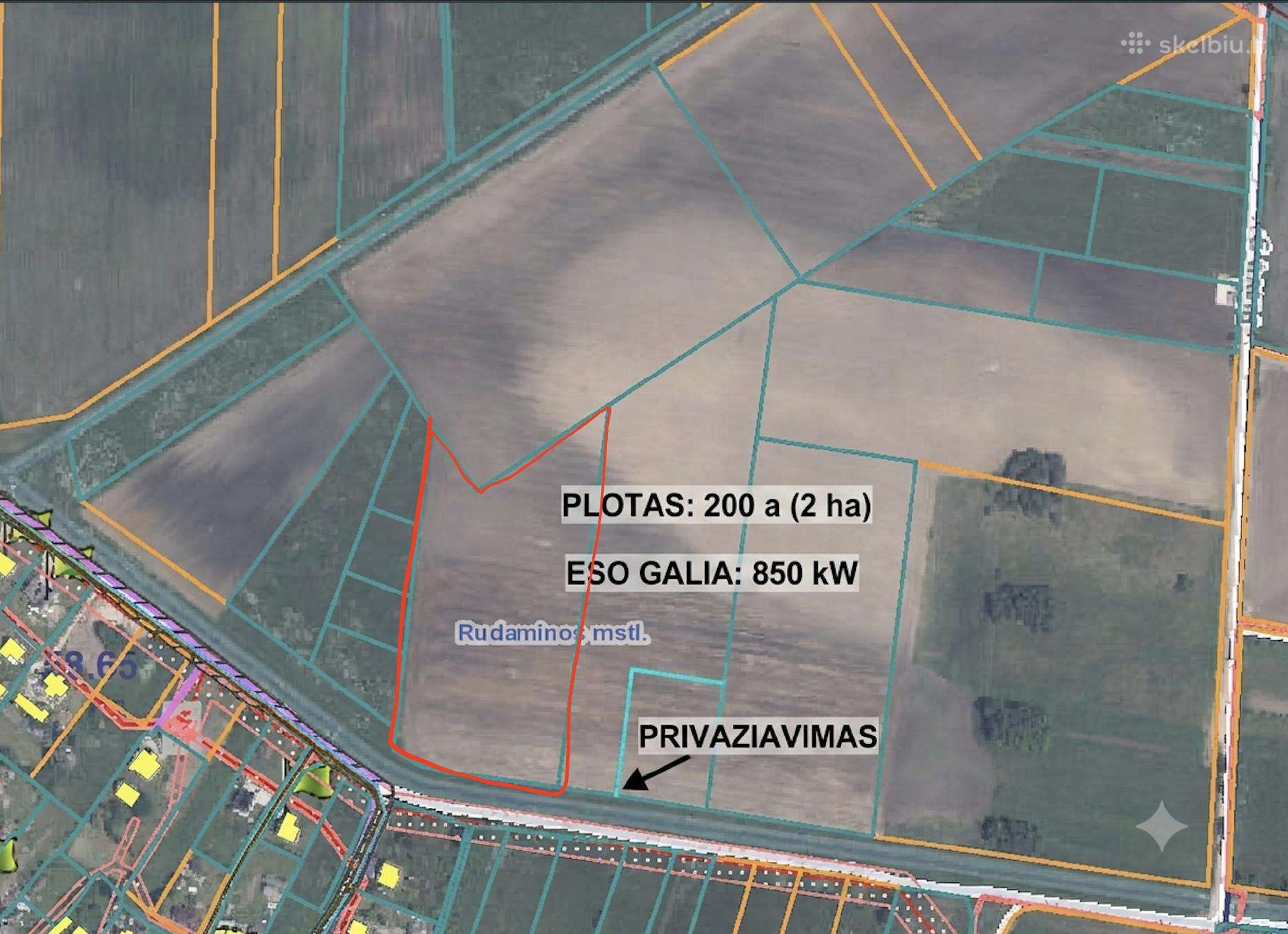 Parduodamas 2 ha sklypas Rudaminoje – 850 kw galia