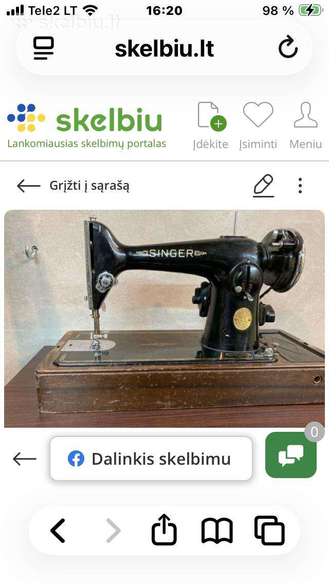 Elektrinė siuvimo mašina “ Singer “